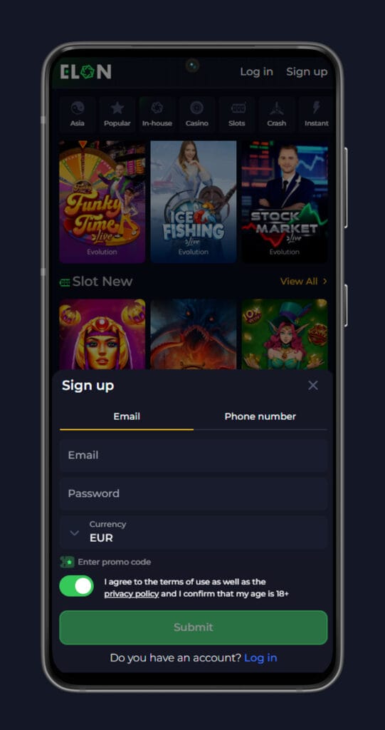 SIgn up elon casino